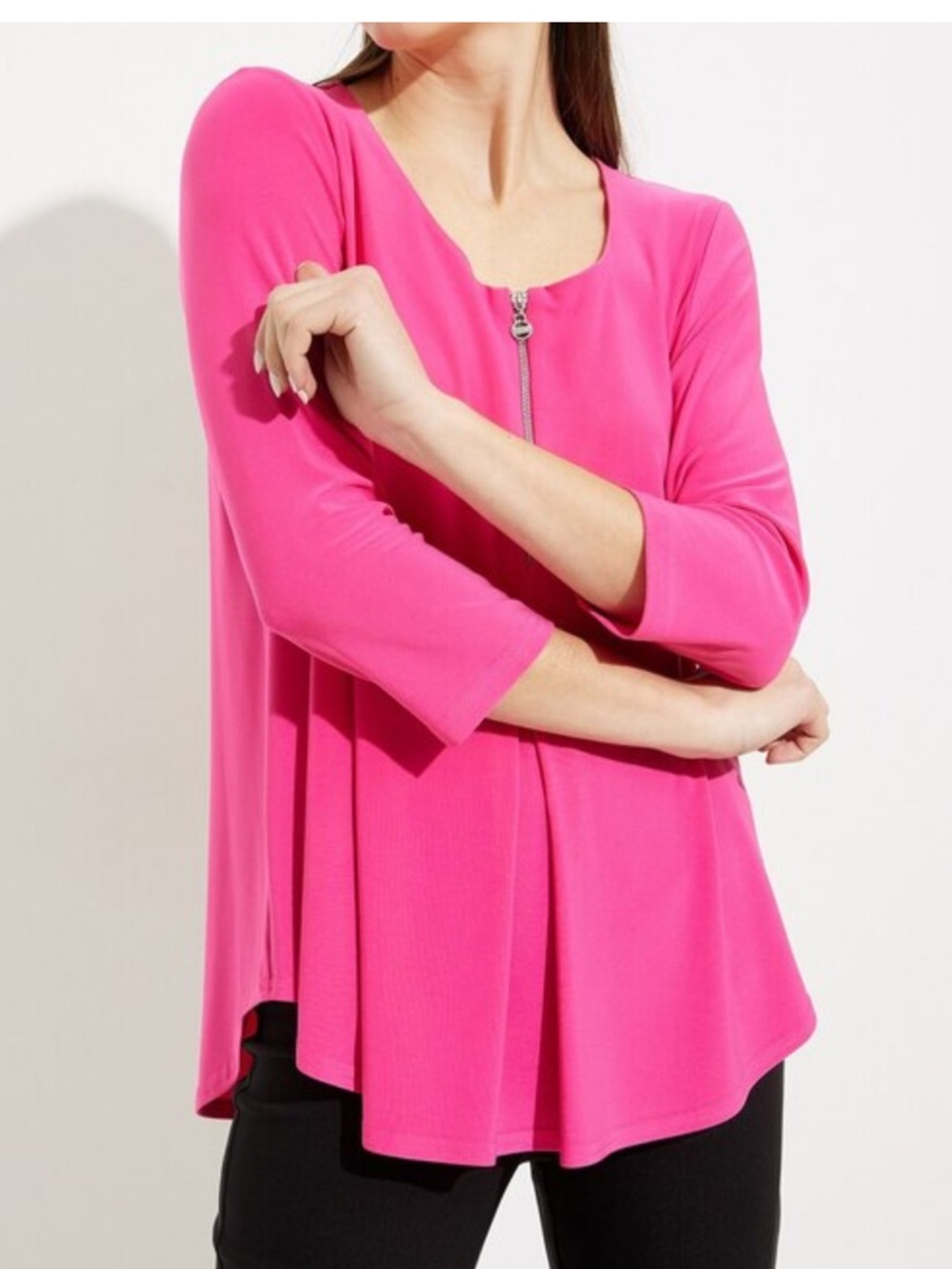 Joseph Ribkoff Hot Pink Zip-Front Flared Tunic - Picture 8 of 9